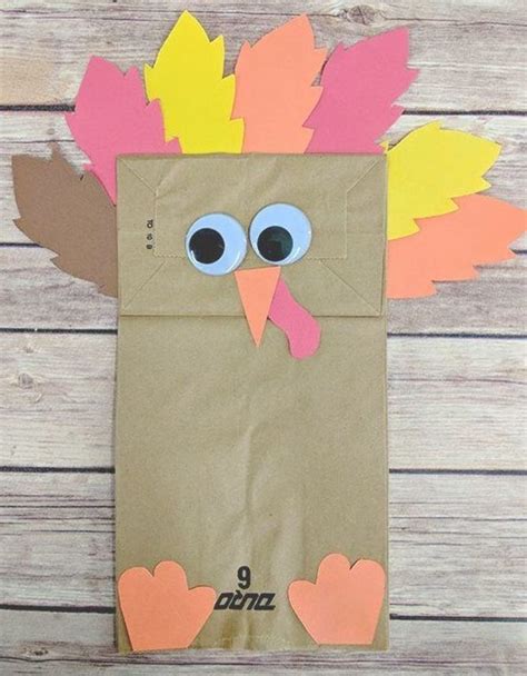 Paper Bag Turkeys Paper Bag Turkey Puppets Thanksgiving Kids Craft