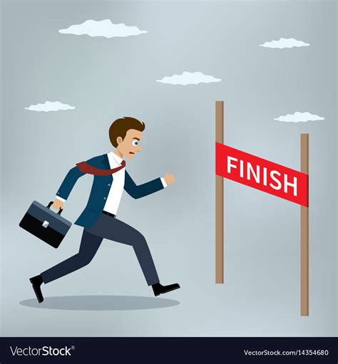 Businessman Running To The Finish Line Royalty Free Vector