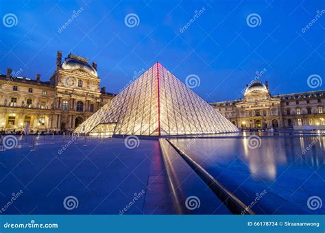 Louvre Museum At Twilight Time Editorial Stock Image Image Of Famous