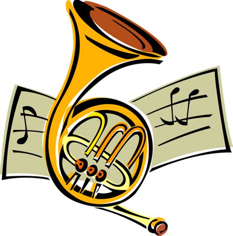 Vector Illustration Of French Horn Brass Musical Instrument 10 Solos