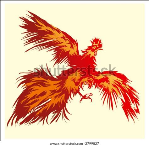 Flying Red Rooster Editable Vector Illustration Stock Vector Royalty