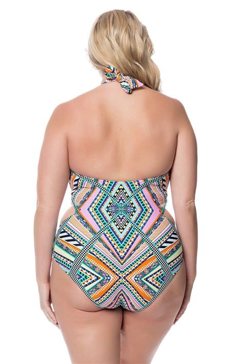 Jessica Simpson Venice Beach Plus Size Swimsuit Vb169809 Back Multi