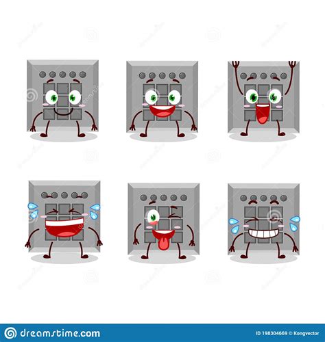 Cartoon Character Of Among Us Button Task With Smile Expression Stock