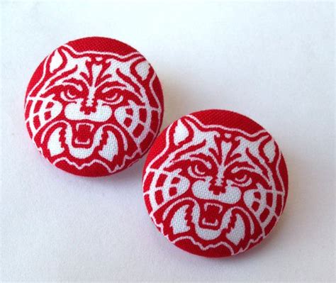 Red University Of Arizona Wildcats Bear Down Fabric Button Etsy