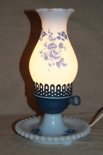 Collectibles Table Lamps Lamps Lighting Vintage Hand Painted Milk Glass Lamp Shade Blue Daisy