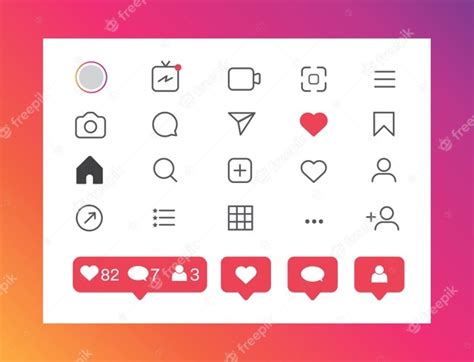 Ícones Do Instagram ícones De Notificações De Mídia Social Vetor Premium