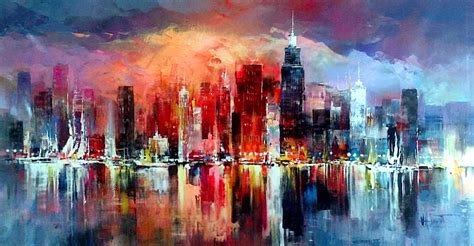 Skyline Willem Haenraets Oil Painting Abstract City Scape Painting