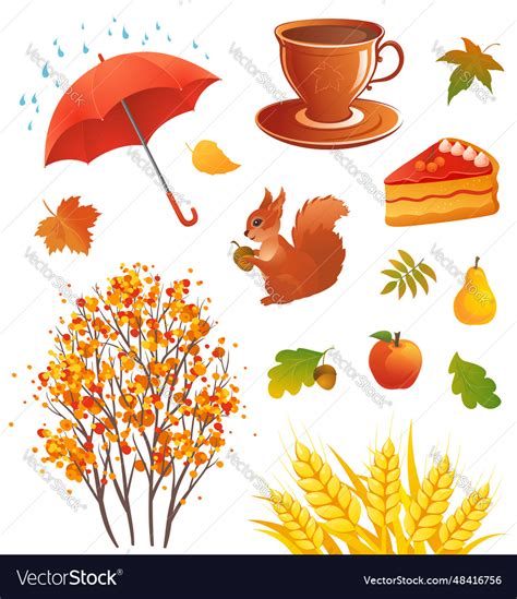 Autumn Objects Royalty Free Vector Image Vectorstock