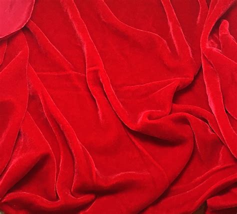 Scarlet Red Silk Velvet Fabric 1 Yard