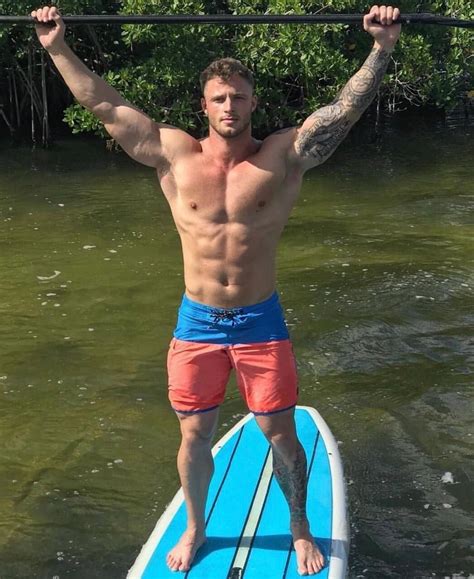 Shirtless Male Muscular Jock Hunk Bare Foot Laying In Water Photo X