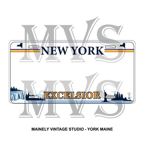 New York Ny Excelsior License Vanity Plate Blank Template Etsy