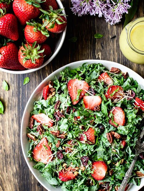 Kale Strawberry Salad With Lemon Basil Vinaigrette
