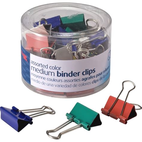 Officemate Assorted Color Binder Clips Medium 063 Size Capacity