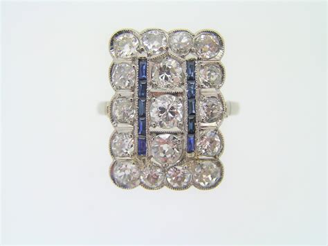 Edwardian Sapphire And Diamond Finger Line Cluster Ring Berridges