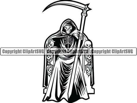Grim Reaper 7 Skull Death Sickle Evil Kill Killer Grim Horror Etsy