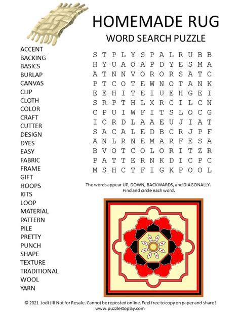 Rug Word Search Puzzle Puzzles To Play