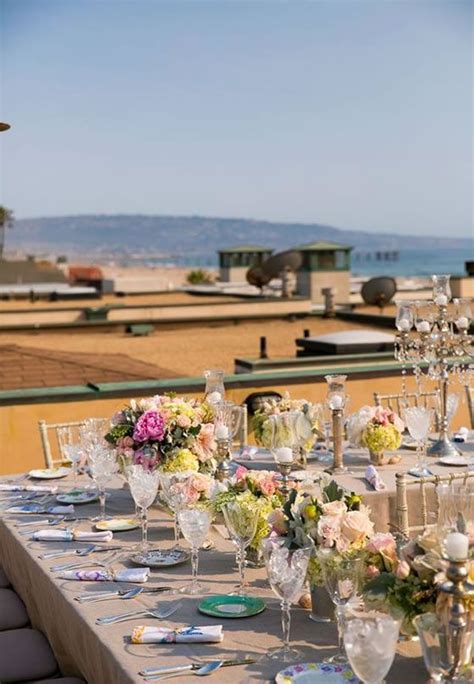 The Rooftop Wedding Reception Had A Stunning View Of The Pacific Ocean