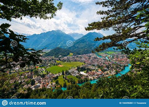 Aerial Landscape Of Interlaken City Stock Image Image Of Lake