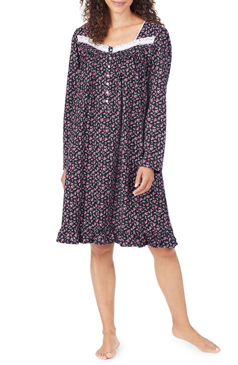 Eileen West Ditsy Long Sleeve Cotton Nightgown Nordstrom