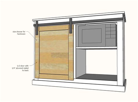Capacious kitchen cabinet with designer mini fridge inside. Barn Door Cabinet with Mini Fridge and Microwave | Barn door cabinet, Diy barn door hardware ...