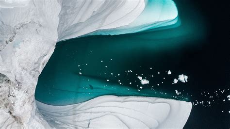 Download Wallpaper 1366x768 Icebergs Glacier Aerial View Ice Water
