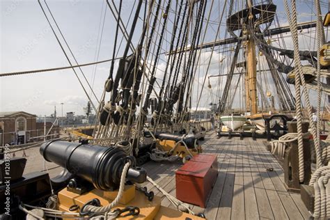 Hms Victory Top Deck Historic Naval Dockyard Portsmouth Stock Photo