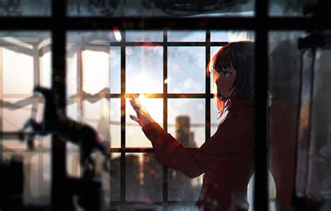 Wallpaper Girl Sunset Anime Window Art Sumiobunnya Images For