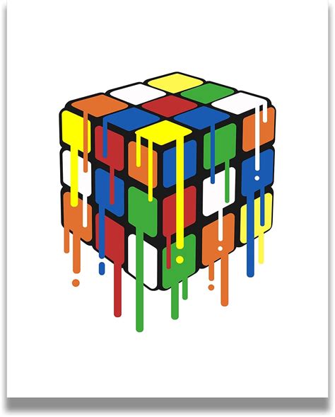 Amazon Govivo Color Dripping Rubik S Cube Wall Art Decor Print