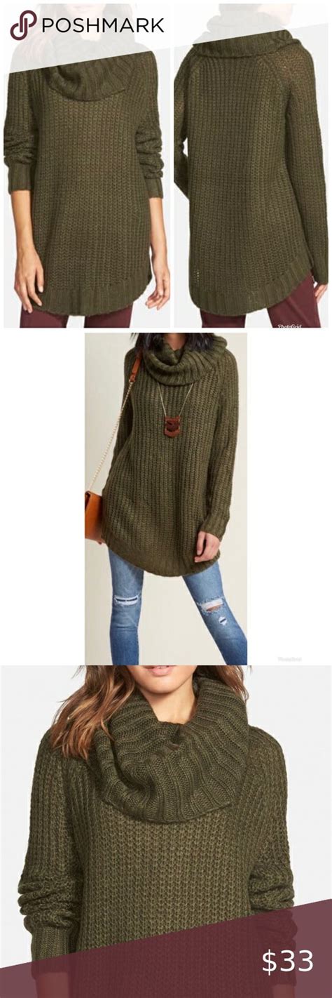Dreamers By Debut Chunky Cowl Neck Tunic Sweater Oversized Knitted
