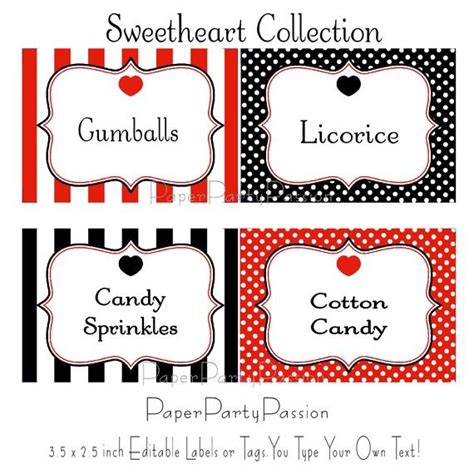 Instant Download Editable Template Printable Place Card Template Candy