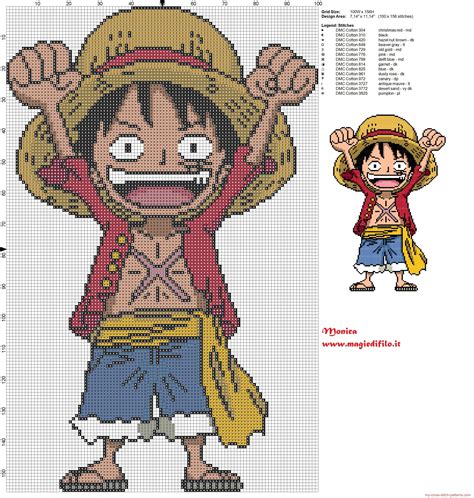 Luffy One Piece Anime Pixel Art Patterns Dibujos En Cuadricula Dibujo