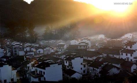 Early Morning Fog Scenery Of Shicheng Village In East Chinas Wuyuan