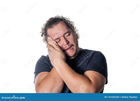 Portrait Of Sleepy Man On White Background Early Morning Stock Photo