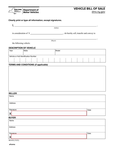 Free New York Bill Of Sale Forms 4 Pdf Eforms