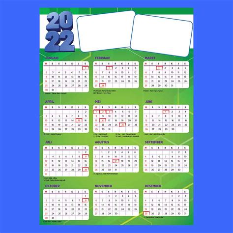 Template Kalender 2022 Ukuran A3 Desain123