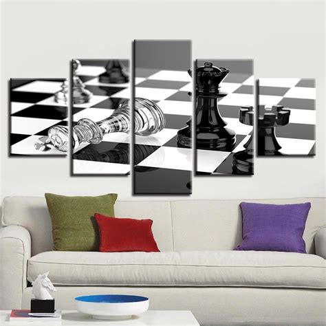 International Chess Gaming 5 Panel Canvas Art Wall Decor Canvas Storm