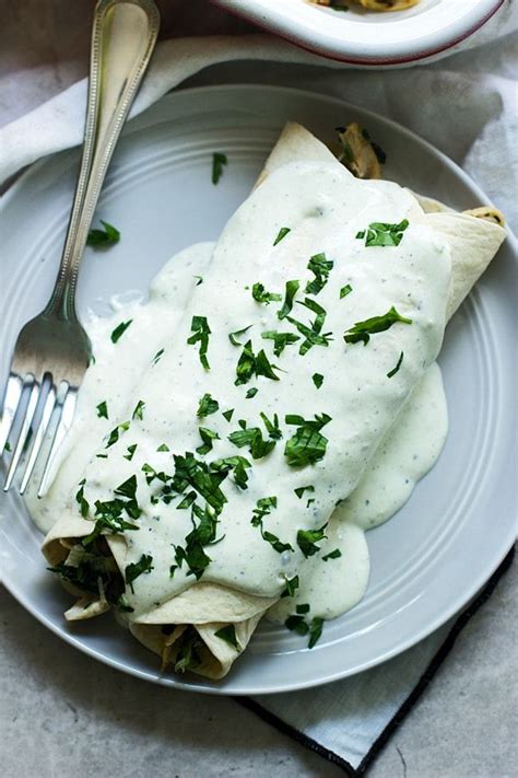 Spinach Chicken And Cheese Enchiladas With Jalapeno Cream Cheese Sauce