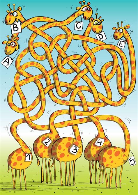 Five Giraffes Maze Game Stock Vector Illustration Of Game 29693887 Maze Game Mazes For