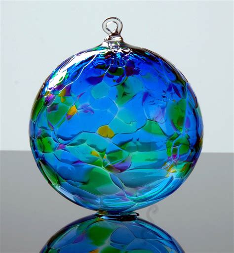 Blue Multi Color Mix Blown Glass Ornament Etsy Hand Blown Glass Art