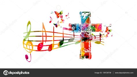 Colorful Christian Cross With Music — Stock Vector © Abstract412 139728736