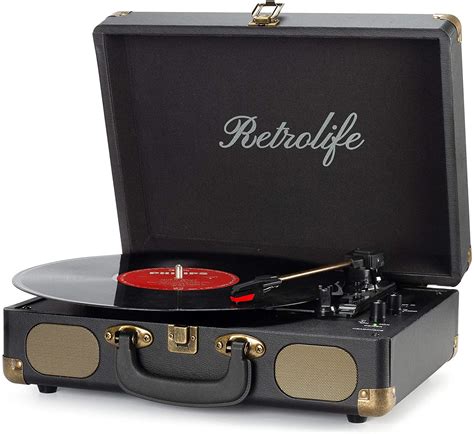 Vinyl Record Player 3-Speed Bluetooth Suitcase Portable Belt-Driven ...