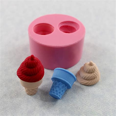 3d Ice Cream Cone Silicone Mold Mould Resin Polymer Clay Etsy