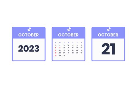 October Calendar Design October 21 2023 Calendar Icon For Schedule
