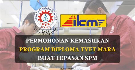 Perhatian buat pelajar lepasan diploma/ setaraf yang berminat serta berkelayakan dan telah menamatkan pengajian. Permohonan Kemasukan Program Diploma TVET MARA Buat ...