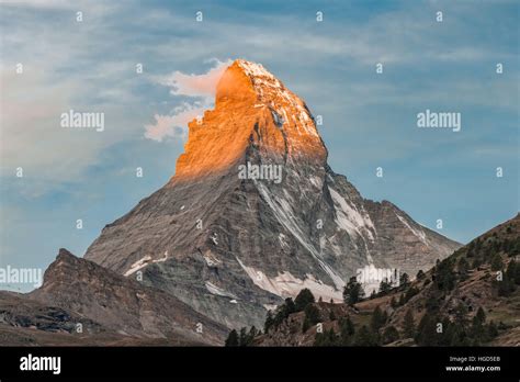 Matterhorn Mountain During Sunrise Stock Photo Alamy