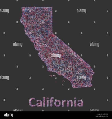 California Linie Art Karte Stock Vektorgrafik Alamy
