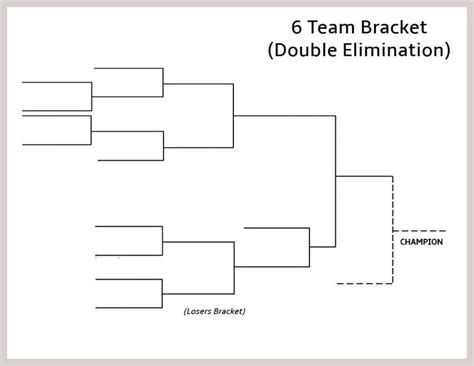 6 Team Double Elimination Bracket In Printable Pdf