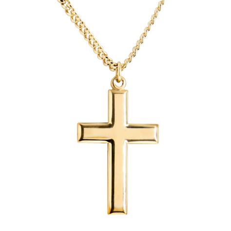 The piece can be worn alone or layered with others for an elevated yet modest accent to any look. Men's Gold Filled Beveled Edge Cross Pendant + 24" 2.4mm Gold Plated Endless Chain