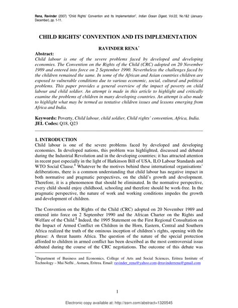 Pdf Child Rights Convention And Its Implementation
