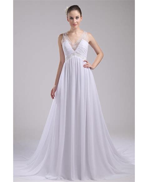 On the hunt for empire waistline wedding dresses so you can dance the night away? Beaded V-neck Long Empire Waist Aline Wedding Dress # ...